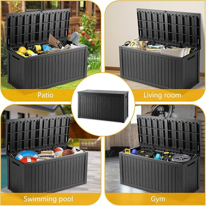 150 Gallon Deck Box, Resin Outdoor Indoor Waterproof Storage Box, Lockable - Image 7