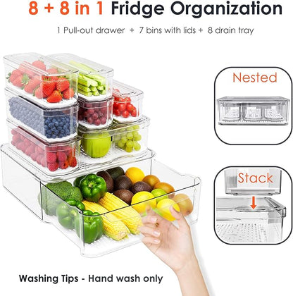 SMRCAD 8 Pack Clear Fridge Organizer Bins - Image 7