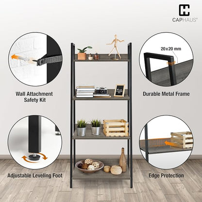 CAPHAUS 4 Tier Ladder Bookshelf, 24 Inch Width Free Standing Shelf, Bookcase - Image 5