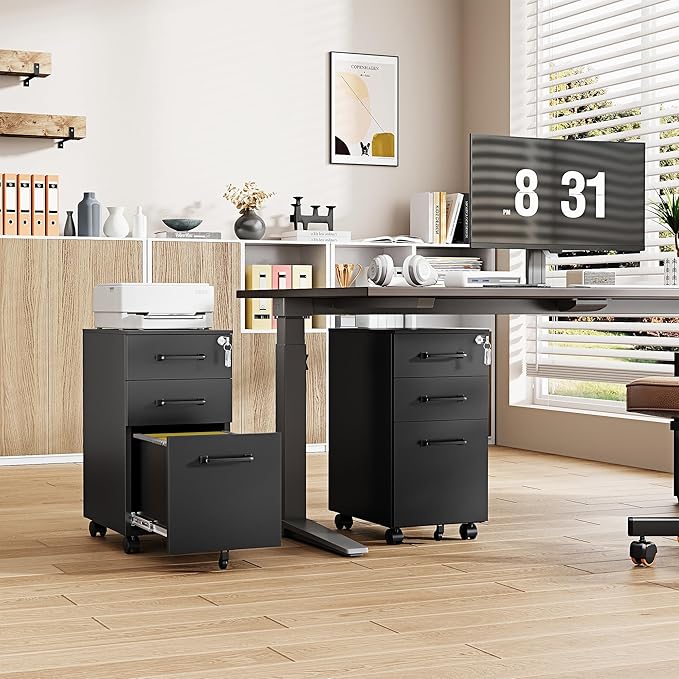 3 Drawer Slim File Cabinet, Mobile Filing Cabinet - Image 2