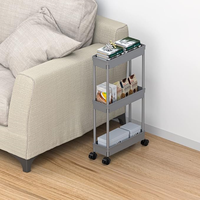 Sooyee Slim Storage Cart, 3 Tier Bathroom Rolling Utility Cart Storage - Image 5