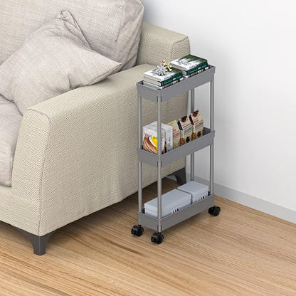 Sooyee Slim Storage Cart, 3 Tier Bathroom Rolling Utility Cart Storage - Image 5