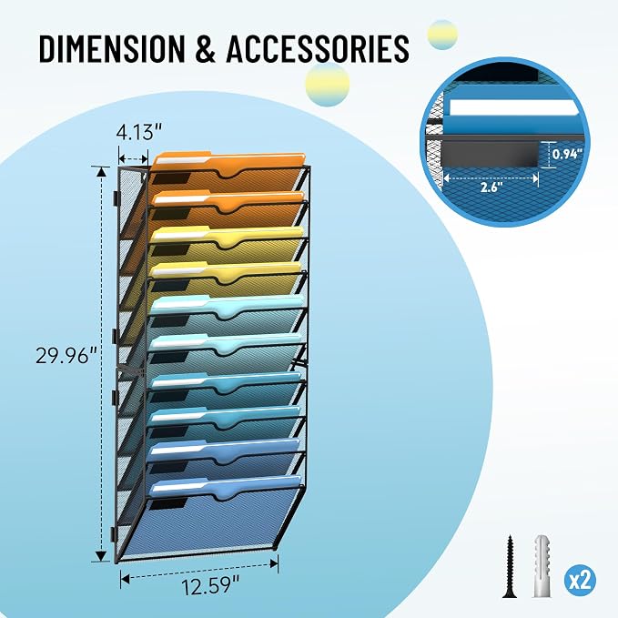 SUPEASY 10-Tier Wall File Holder Organizer - Image 3