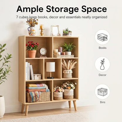 HealSmart 7 Cube Storage Organizer, 3 Tier Bookshelf - Image 4