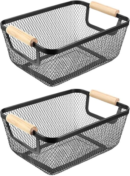 AJIODA 2 Pack Metal Mesh Steel Basket, Small Wire Storage Organizer Basket by AJIODA