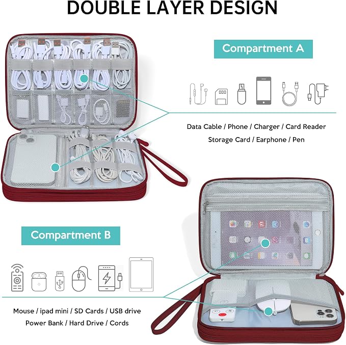 CILLA Electronics Organizer Travel, Travel Cord Organizer Case, Compact - Image 3