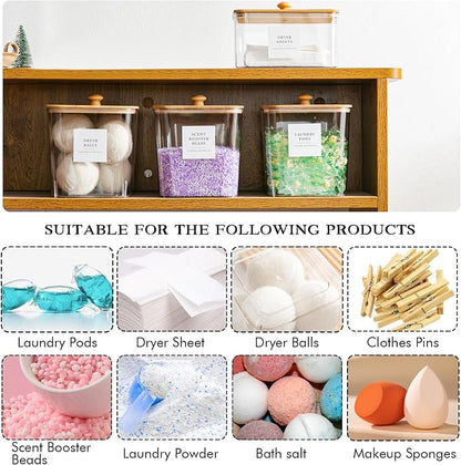 3+1 Pack Laundry Pods Container & Dryer Sheet Holder, Acrylic Square Laundry - Image 3