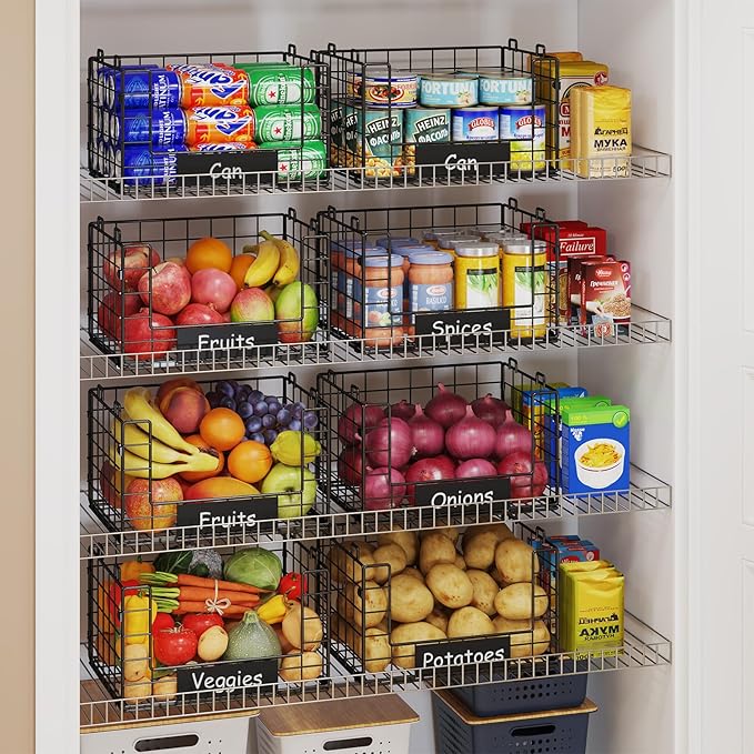 JKsmart 4 Pack XL Stackable Wire Baskets, Pantry Organizers and Storage | - Image 3
