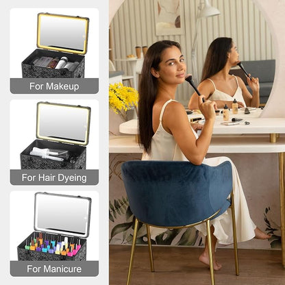 Rolling Makeup Case with Lighted Mirror, Makeup Train Case with Large Drawer - Image 7