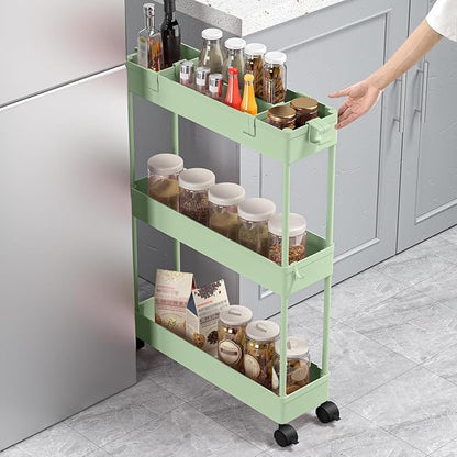 SPACELEAD 2-piece Set Slim Storage Cart 3 Tier, Bathroom Organizer Rolling - Image 4