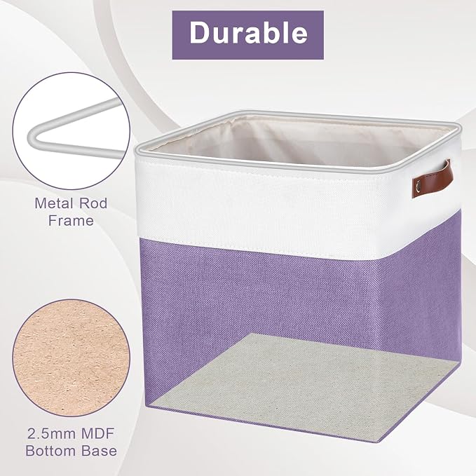 13x13 Cube Storage Bins, Collapsible Fabric Storage Box, 4 Pack Closet Baskets - Image 4