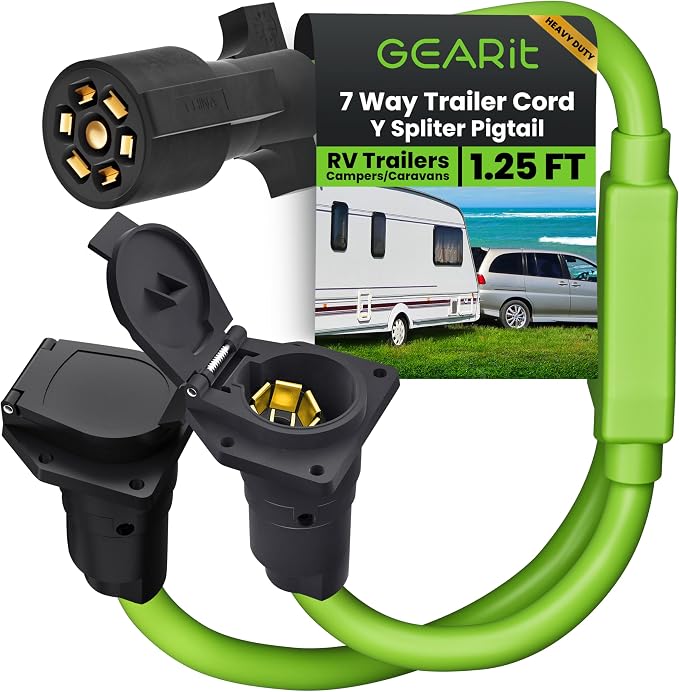 GEARit 7-Way Trailer Plug Y Splitter Pigtail 7-Pin Trailer Plug Inline Cord by GEARit