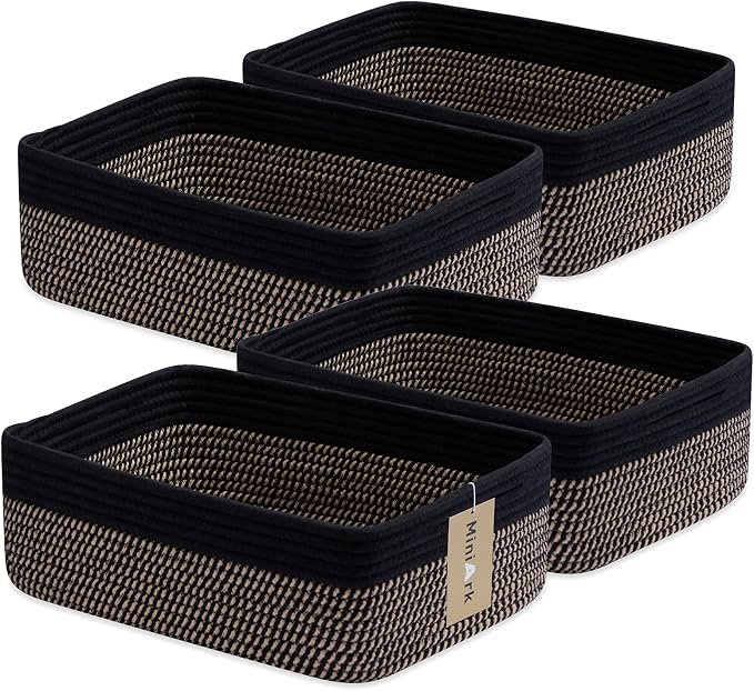 Large Shallow Organizing Baskets 15x11x5.1 Inches by MiniArkStorageBasketsHome