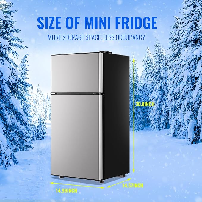 Small Fridge with Freezer Small Refrigerator 2.4 Cu.ft Fridge Dual Door - Image 6