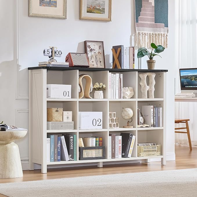 Joaxswe 12 Cube Storage Organizer, Farmhouse 62 Inch Warm White Display - Image 6