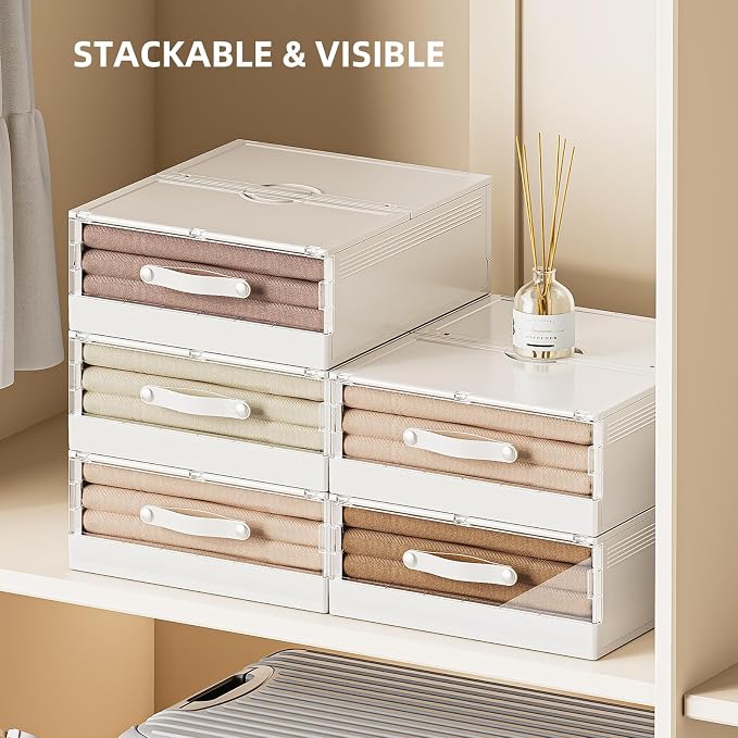 Plastic Bed Sheet Organizers and Storage 4 Pack Sheet Set Storage Organizer - Image 3