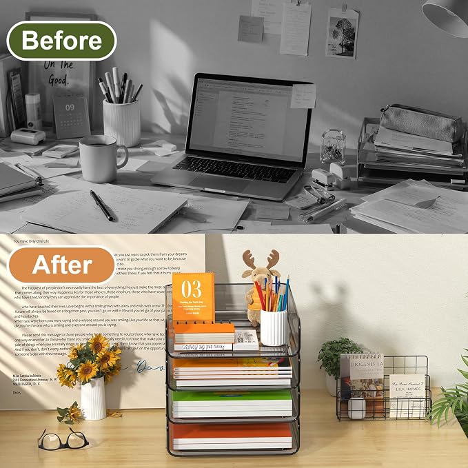 FANXIYQ 4-Tier Acrylic Paper Tray Organizer, Tool-Free Design - Image 7