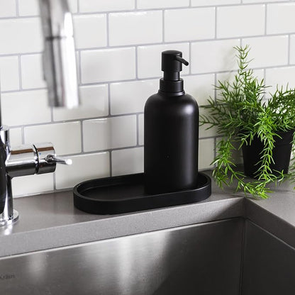 Matte Black Round Soap Dispenser Tray, 8” Soap and Lotion Bottle Tray Organizer - Image 7
