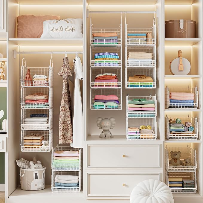 4" Extra Deeper Foldable Hanging Closet Organizer, Small Wire Cabinet Shelves - Image 8