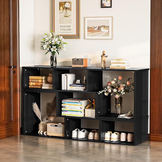 Recaceik Cube Bookshelf 2 Shelf Bookcase L-Shaped TV Console Stand Modern - Image 3