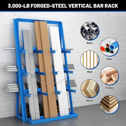 Vertical Bar Rack, 3000 LB Capacity Heavy-Duty Steel Lumber Storage, - Image 3