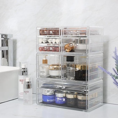 Cq acrylic Clear Stackable Storage Drawers, Plastic Makeup Organizer and - Image 7