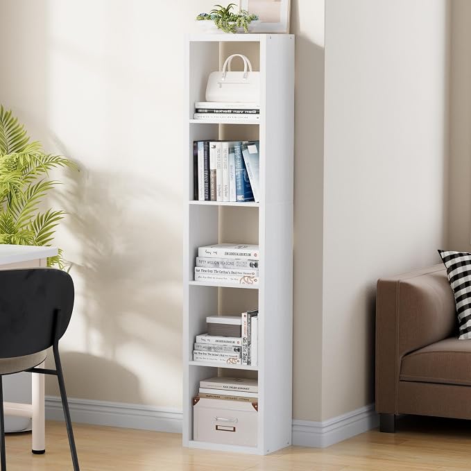 Tall Cube Storage Organizer Bookcase, 5 Tier 11 inch Open Back Cubical Shelf - Image 2