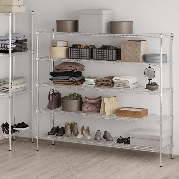 18" Deep x 72" Wide x 64" Height Wire Shelving Kit | 5-Tier | NSF Commercial - Image 7