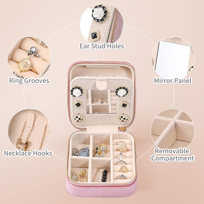 Dajasan Velvet Travel Jewelry Box, Mini Travel Jewelry Case, Small Portable - Image 4