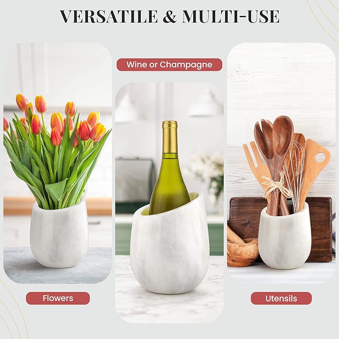 Gusto Nostro Marble Wine Chiller Bucket - 750ml Wine Bottle Cooler and - Image 2