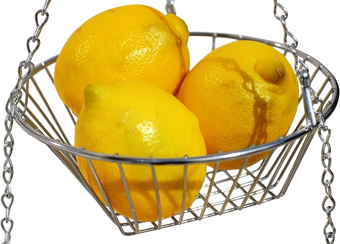 Deco Brothers Hanging Fruit Basket, Chrome | Adjustable & Separable Baskets - Image 3