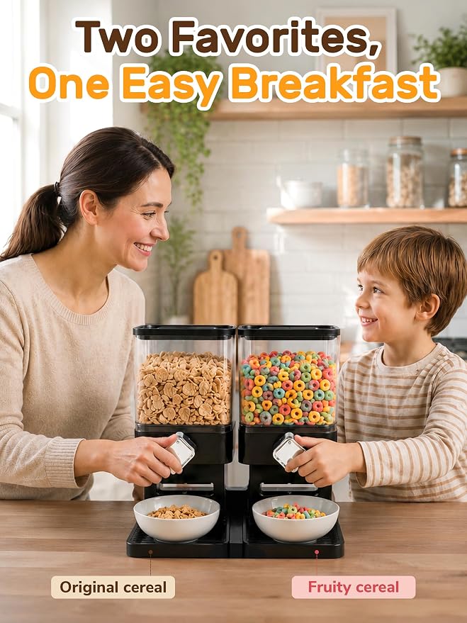Dual Cereal Dispenser, 7.4L Large Cereal Storage Container - Image 5