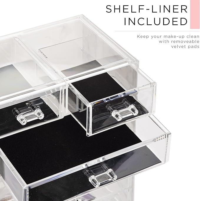 Sorbus Acrylic Makeup Organizer Set, 6-Drawer Vanity & Countertop Cosmetic - Image 6