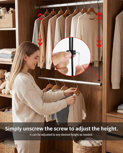 BaiNong Adjustable Closet Hanging Rod 17-30" Silver 2 Pack | Closet Rod - Image 6