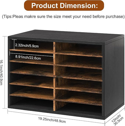 Literature Organizer 12 Slots Wooden Mailboxes - Image 2
