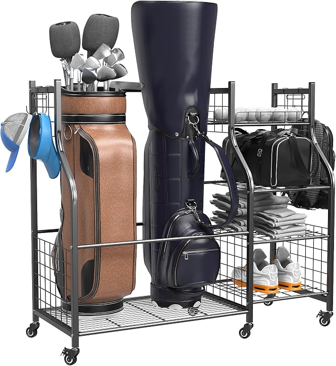 EVERHANGER Golf Bag Storage Organizer, Freestanding Golf Bag Holder Stand by EVERHANGER
