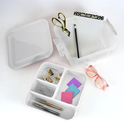 Simplify 5 Compartment Gift Supply Storage Box | 2 Tier Box | Red | Clear Top - Image 5