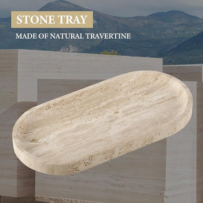 Koville Natural Marble Tray for Bathroom Counter, Vanity Tray Stone Trays for - Image 3