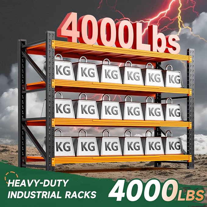 Letaya 4000LBS Heavy Duty Storage Shelves, 4 Tier Large Tall Industrial Shelving - Image 3