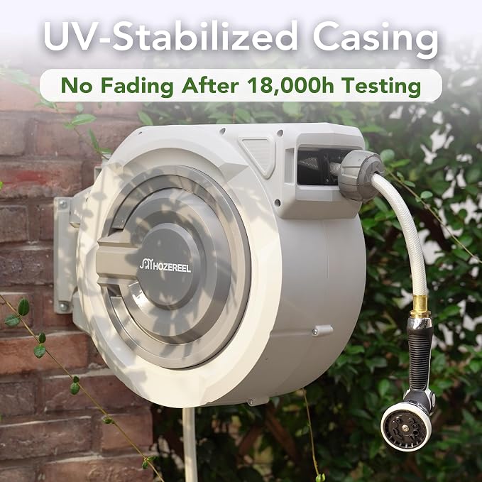 Retractable Garden Hose Reel 1/2"x 110ft, UV Resistant Hose Reels - Image 6