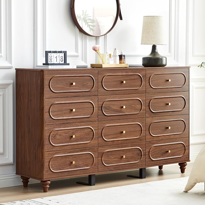 12 Drawer Fluted Dresser for Bedroom, Mid Century Modern Chest of Drawers by ORRD