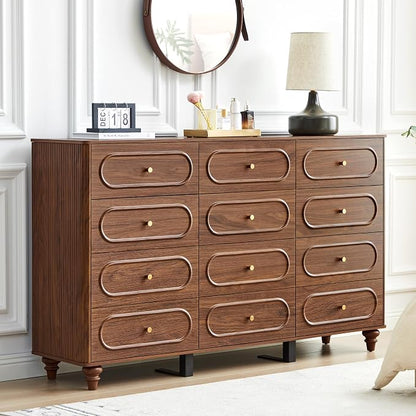 12 Drawer Fluted Dresser for Bedroom, Mid Century Modern Chest of Drawers by ORRD