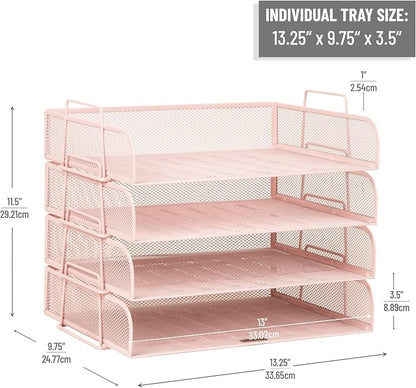 Mind Reader Stackable Paper Tray, Desktop Organizer, File Storage, Metal Mesh - Image 3