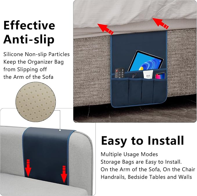 TV Remote Control Holder Couch Caddy, Non-slip Bedside Caddy Organizer - Image 4