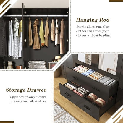 jiteentarou 4 Door Armoire Wardrobe Closet Cabinet - Image 4