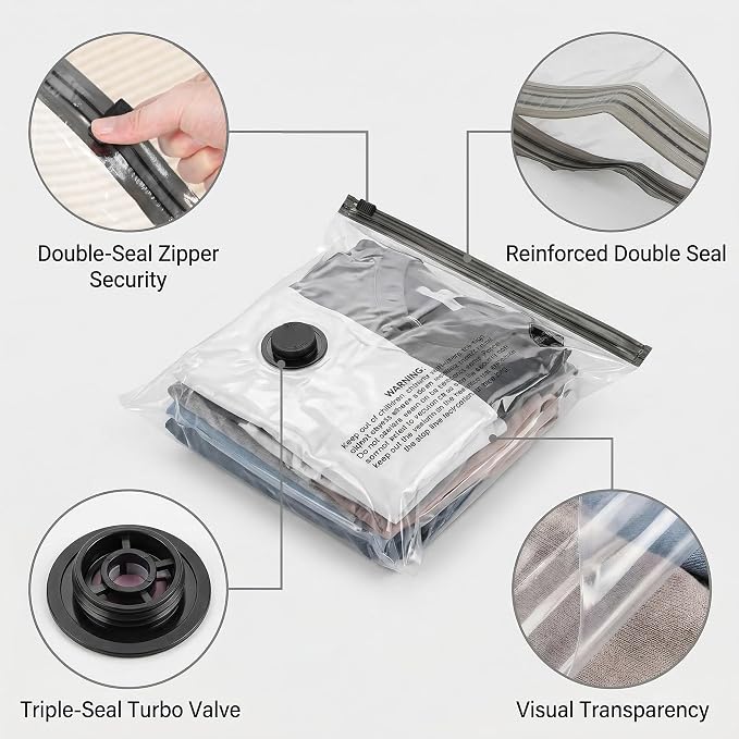 Vacuum Storage Bags with Rechargeable Electric Pump, 16 Pack Vacuum Seal Bags - Image 8