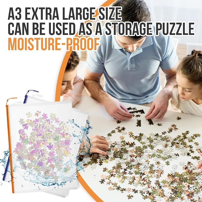 24pcs Mesh Zipper Pouch File Bags Puzzle Storage Bags, A3 17x12 Inches Large - Image 6