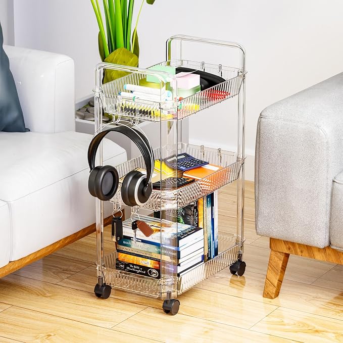 Clear 3 Tier Rolling Utility Cart - Image 7