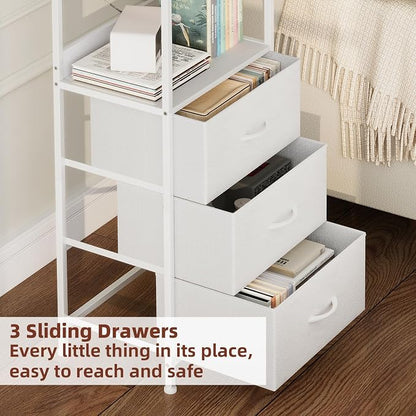 Somdot 3 Tier Bookshelf with Drawer, Tall Bookcase with Shelves, Bookshelf - Image 4