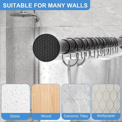 Tension Curtain Rod 45-77 Inch 2Pack Black Shower Tension Rod Adjustable - Image 4
